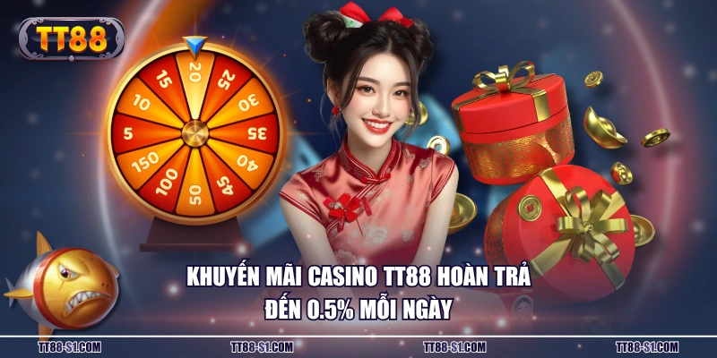Khuyến mãi Casino TT88 hoàn trả đến 0.5% mỗi ngày